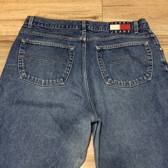 Tommy Hilfiger Denim Blue Jeans 40 x 32 Baggy Flag 90s Retro Y2K Vintage VTG - Picture 5 of 12